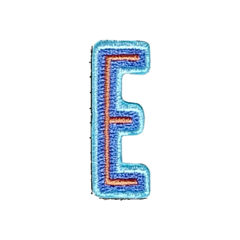 Letter E embroidered iron-on patch