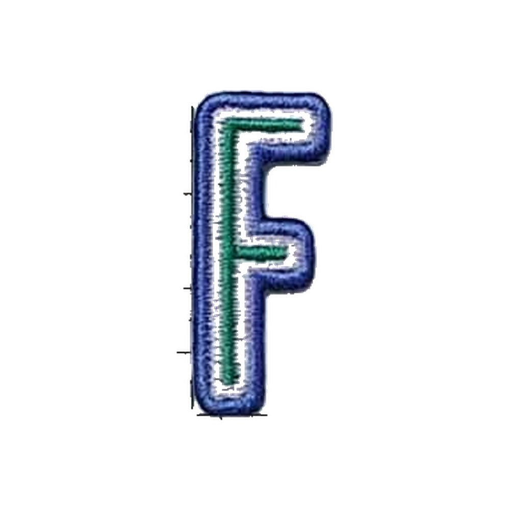 Letter F embroidered iron-on patch
