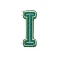 Letter I embroidered iron-on patch