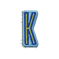 Letter K embroidered iron-on patch