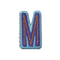 Letter M embroidered iron-on patch