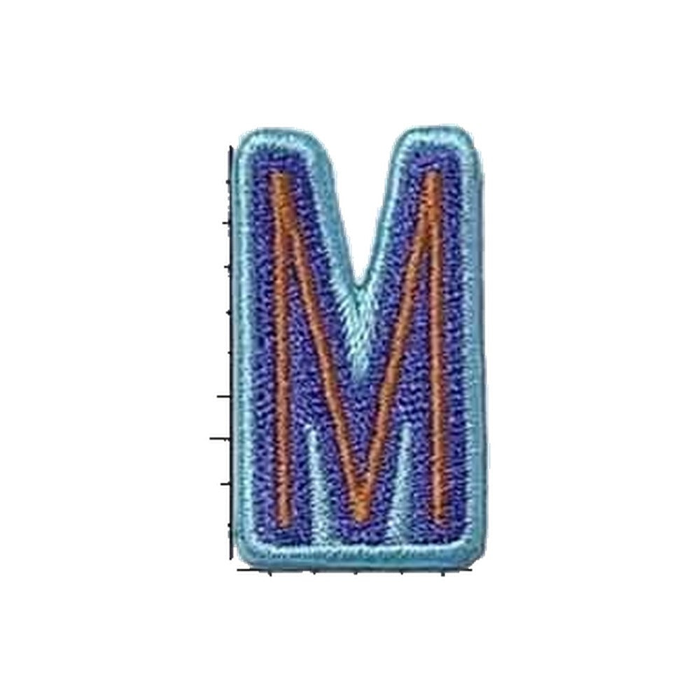Letter M embroidered iron-on patch