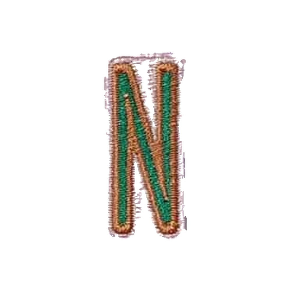 Letter N embroidered iron-on patch