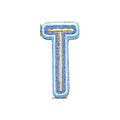 Letter T embroidered iron-on patch