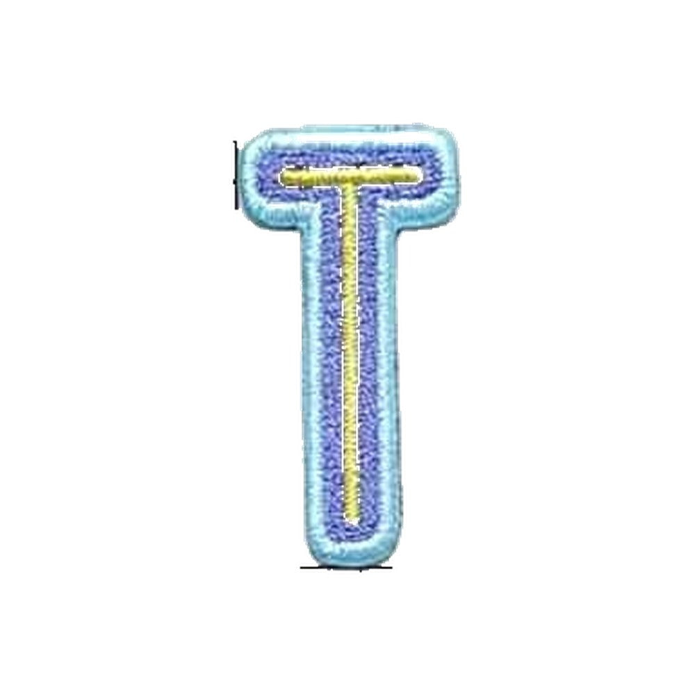 Letter T embroidered iron-on patch