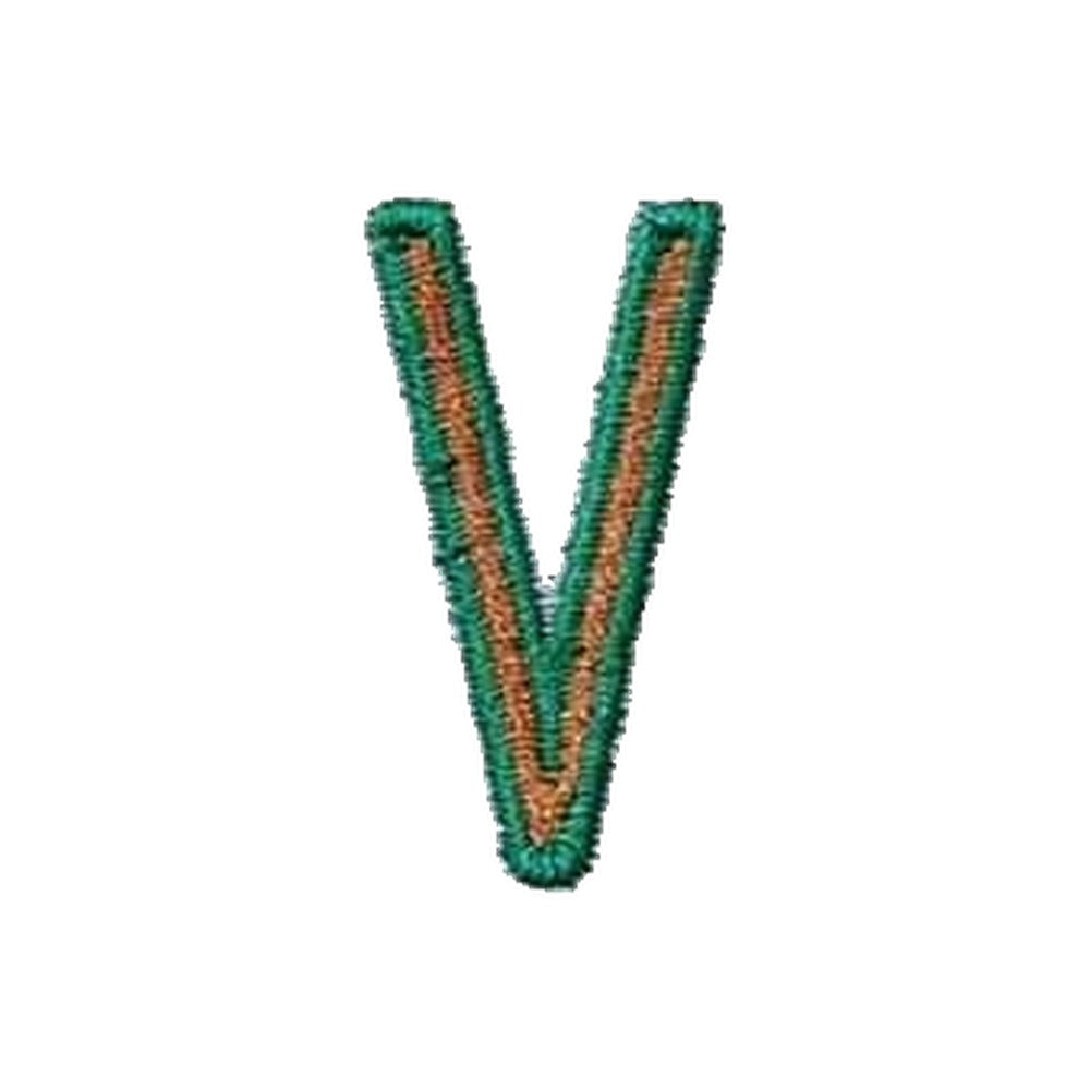 Letter V embroidered iron-on patch