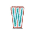 Letter W embroidered iron-on patch