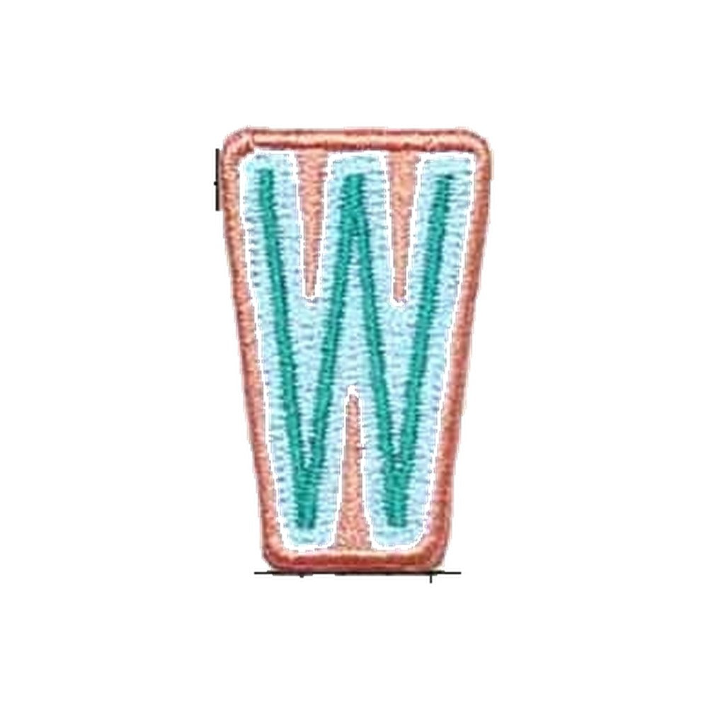 Letter W embroidered iron-on patch